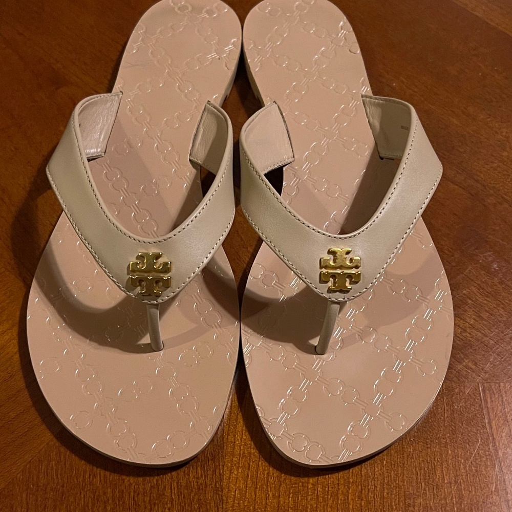 Tory Burch leather flip flops
